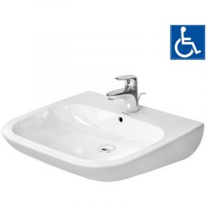 Duravit D-Code Lavabo PMR 60 cm avec trop-plein, 1 trou pour robinetterie, Blanc alpin (23126000002)