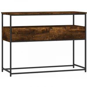 VidaXL Table Console, Table d'Entr&eacute;e avec Rangement, Table de Couloir, Table d'Appoint Salon Salle de S&eacute;jour Maison Int&eacute;rieur, Industriel, Ch&ecirc;ne Fum&eacute; Bois d'Ing&eacute;nierie
