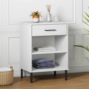 Image de VidaXL Armoire console avec pieds en métal Blanc Bois pin massif OSLO