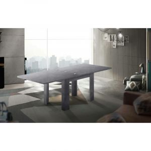 Table &agrave; rallonge Dlirol, Console auxiliaire de cuisine, Table extensible, 100% Made in Italy, 90x90h75 cm, Ardoise - Dmora