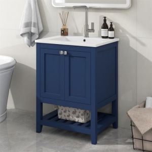 Meuble de salle de bain, meuble sous-vasque bas, vasque 46x61cm, sans robinet inclus, meuble 61x46x90cm, bleu