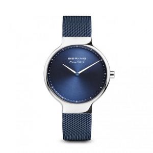 Bering Montre 15531-307 - Boîtier acier brillant cadran bleu bracelet acier milanais bleu Femme