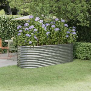 VidaXL Jardinière Acier enduit de poudre 224x80x68 cm Argenté