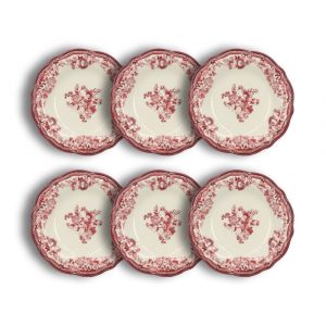 Novastyl Lot de 6 assiettes creuses fleuries en porcelaine 22cm, faustine