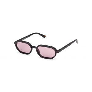 Guess Unisex GU00233 52Y Lunettes de soleil Inject&eacute; La Havane Violet G&eacute;om&eacute;trique Normale