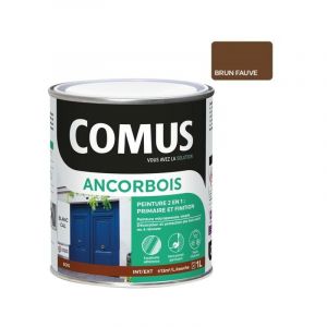 Comus Ancorbois bleu azur ral 8007 1L - Peinture de protection et de d&eacute;coration microporeuse 2 en 1 bois - brun fauve