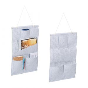 Relaxdays Étagère de Rangement Murale, lot 2, 5 Compartiments, Design décoratif, Feutre, HL 60 x 41 cm, Grise