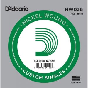 D'Addario DADDARIO NW036 Jeu de 1 corde pour guitare &eacute;lectrique en nickel - 036