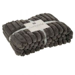 Plaid Design Uni Corduroy 130x180cm Gris Fonc&eacute;