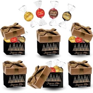 6 Petites Boites Cuivre/Noir garnies d' un Assortiment de 4 chocolats LINDOR de LINDT | A Offrir à Noël ou en Fin d'Année