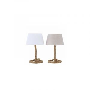 Wadiga Set de 2 Lampes à Poser en Corde Bord de Mer Abat-jour Blanc et Beige 0,000000