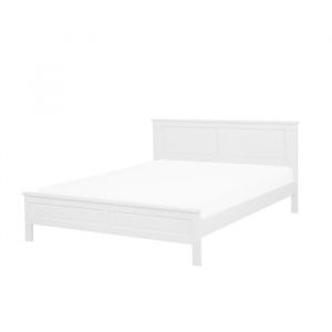 Beliani Lit double blanc en bois de pin 160 x 200 cm OLIVET