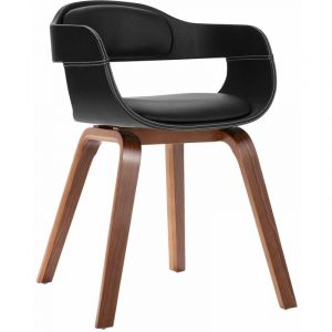 Image de Décoshop26 Chaise de salle à manger avec accoudoirs bois courbé et similicuir noir - noir