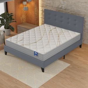Ensemble 160x200cm-Matelas ressorts ensachés + Lit avec Tête de lit et sommier à lattes, Matelas 25cm d’épaisseur