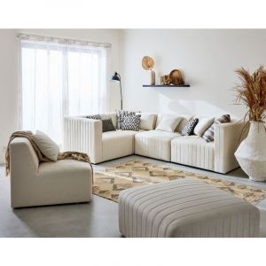 Nova - module d'assise d'angle r&eacute;versible - en velours - Beige