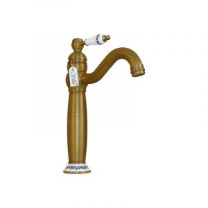 Desconocido Silla Mitigeur lavabo retro bec haut en Laiton, économie d'eau, Vintage doré