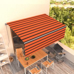 VidaXL Auvent manuel r?tractable avec store 4x3 m Orange et marron