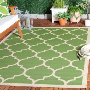 Safavieh Grand Tapis de Salon rectangulaire pour Une Utilisation en intérieur, Polypropylène, Vert/Beige, 120 X 180 cm
