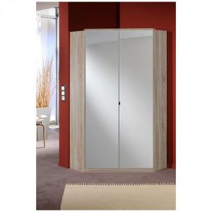 Inside75 Armoire dressing d'angle COOPER 2 portes miroirs 95*95 chêne - natural