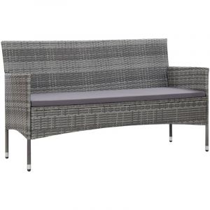 VidaXL Canap&eacute; de jardin &agrave; 3 places avec coussins Gris R&eacute;sine tress&eacute;e