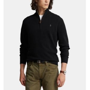 Ralph Lauren Pull droit en maille col camionneur Noir Polo