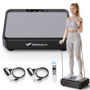 Merach - Plateforme Vibrante Mini Noir pour Perte de Poids, 99 Niveaux, 9 Programmes, Télécommande, Drainage Lymphatique