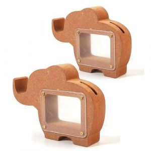Graine Créative 2 tirelires éléphant en bois MDF 15 x 11 x 3 cm