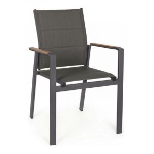 Chaise Kubik Anthracite Avec Accoudoirs En Aluminium