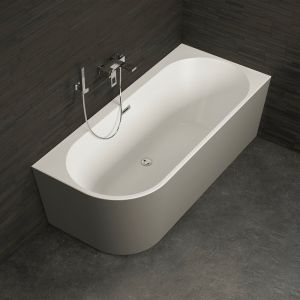 Baignoire semi-îlot Murale CAPRI 160 Droite Grise L. 160 x l. 76 cm, by SPALINA