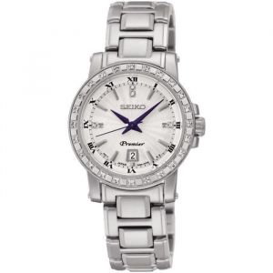 Seiko Montre Quartz Femme en Acier & Diamants argentée