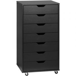Vinsetto - Caisson bureau - rangement bureau 7 tiroirs - dim. 47,5L x 39,5l x 90H cm - noir