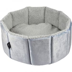 Panier rond effet velours pour animaux - Gris - D 48 x H 16 cm - Gamme Sweet cat