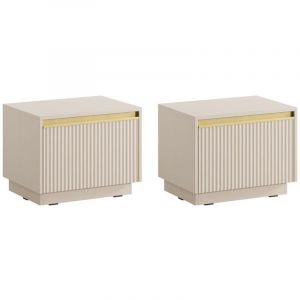 Pascal Morabito Lot de 2 tables de chevet suspendues ou à poser avec 1 tiroir - mdf - Beige et doré - posinia de