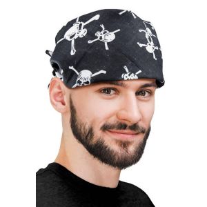 Ruedelafete Bandana pirate têtes de mort, noir et blanc