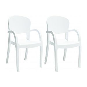 Image de Declikdeco : Lot De 2 Chaises Design Blanches Avec Accoudoirs GLOW