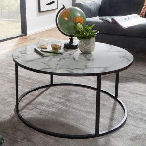 WOHNLING basse WOHNLING table de WOHNLING ronde Ø 80 cm, table basse aspect marbre blanc