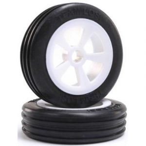 Losi Rib Front Tire, Mounted, White (2) : Mini JRX2