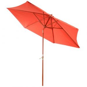 Mendler Parasol de jardin en bois parasol de march&eacute; Florida 3m, stable, inclinable, manivelle ~ terre cuite