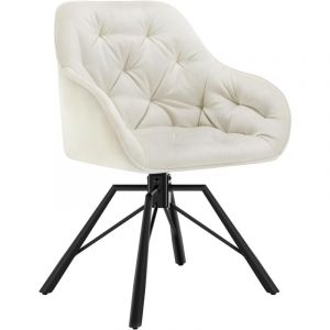 WOLTU Chaise Salle à Manger Pivotante, Chaise Cuisine en Velours + Métal, Chaise à Haut Dossier, Chaise Scandinave, Crème