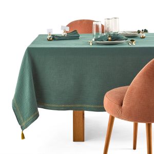 Nappe gaze de coton, K la brodé Vert Forêt Taille 150X150 cm;150X200 cm;150X250 cm;150X300 cm