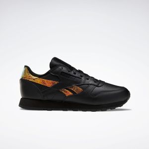 Reebok Baskets en Cuir Classic Leather noir/doré