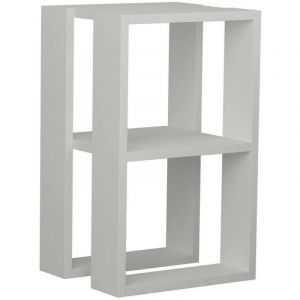 Chevet Dmazzant, Commode basse, Table de nuit, Étagère de chevet, 30x30h55 cm, Blanc - Dmora