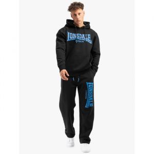 Lonsdale Herdley Pantalon de Jogging, Noir/Bleu, M Hommes