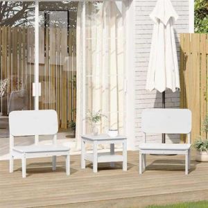 Lot de 2 chaise Vidaxl exterieur non pliable en bois massif H. 72 cm blanc