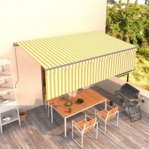 VidaXL Auvent R&iquest;&iquest;Tractable Manuel Avec Store 5x3 M Jaune Et Blanc