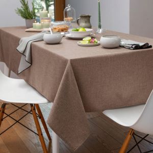 Nappe 150x300 marron taupe en polyester