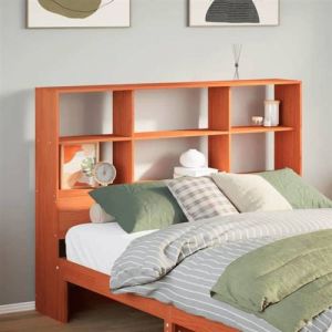 VidaXL T&ecirc;te de lit avec rangement cire marron 150cm bois massif de pin, t&ecirc;te de lit en bois, t&ecirc;te de lit avec rangement, 855659