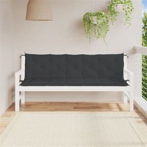 VidaXL Lot de 2 Coussins de Banc de Jardin, Revêtement de Banc avec Jeux de Cordes, Coussin d'Extérieur Imperméable, Noir 180x50x7 cm Tissu Oxford