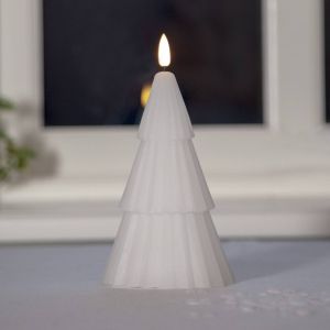 Star Trading - Bougie Grany, sapin, blanc, bougie ronde, led, minuterie, blanc chaud, 18 cm