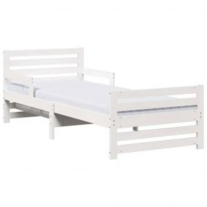 VidaXL Cadre de lit avec matelas avec t&ecirc;te de lit Blanc 80 x 200 cm